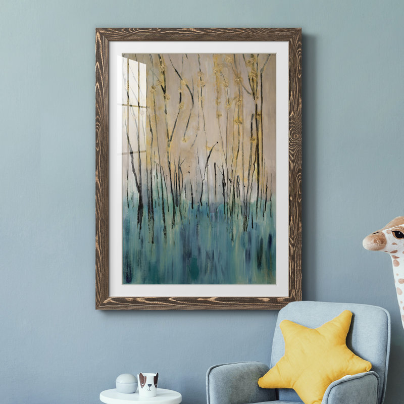 Mountain Air - peinture encadrée, Encadré de bois de noyer, H 31 po x l 44 po x P 1 po