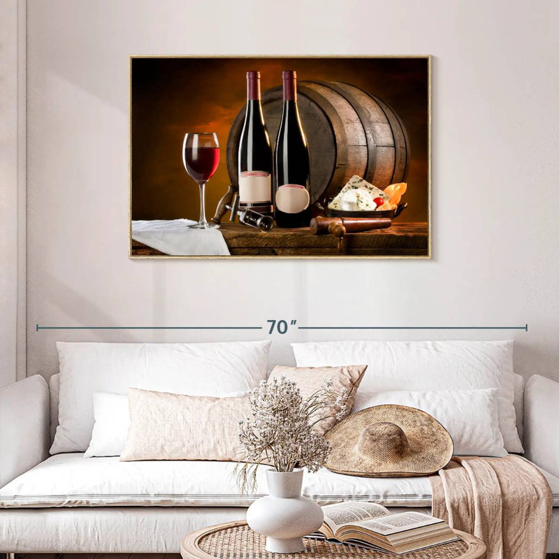 Vin rétro raffiné, Cadre flottant en bois naturel, 43 po x 29 po