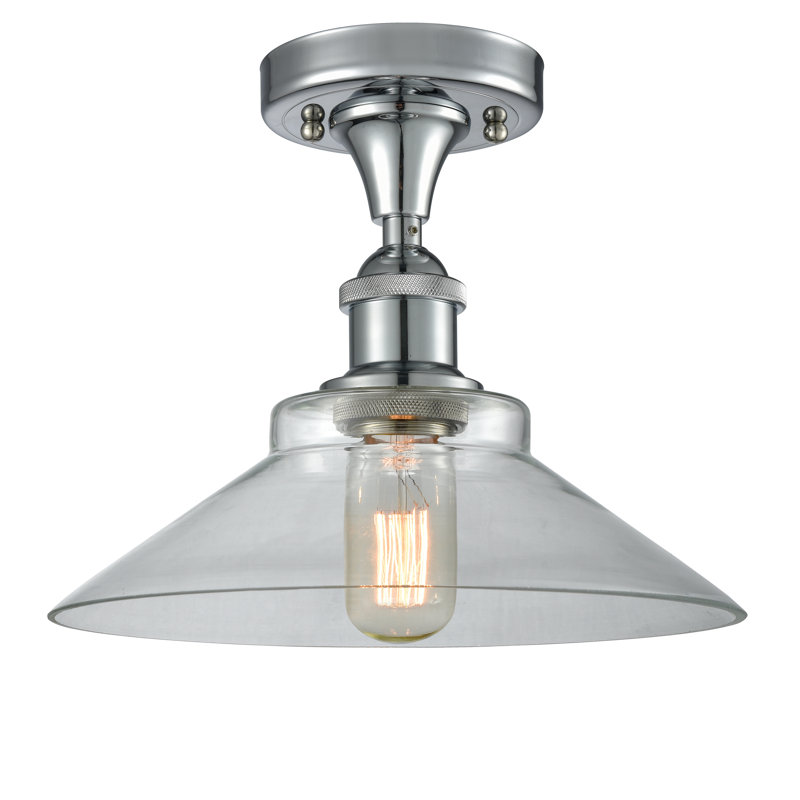 Naya Glass Semi Flush Mount, Polished Chrome
