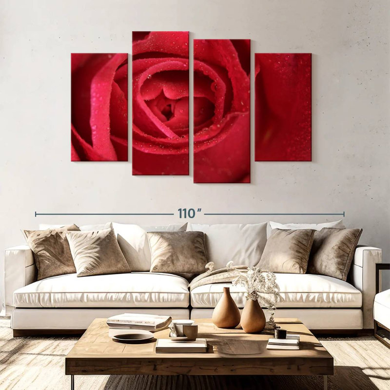 Harnek Blossoming Red Rose, 54" H x 84" W