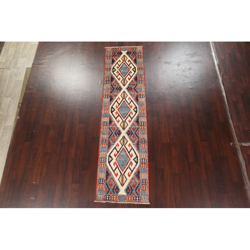 Tapis de couloir Kazak à teinture végétale noué à la main 3 x 10