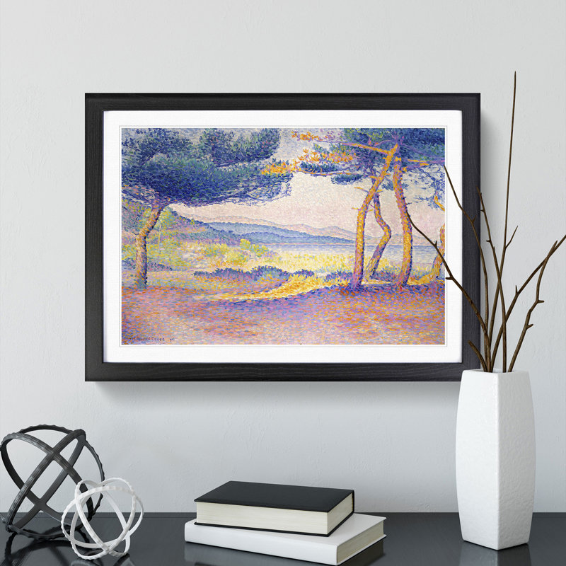 Pines Along the Shore by Henri-Edmond Cross - Framed Print, 36cm H x 48cm W x 2cm D, Black Framed