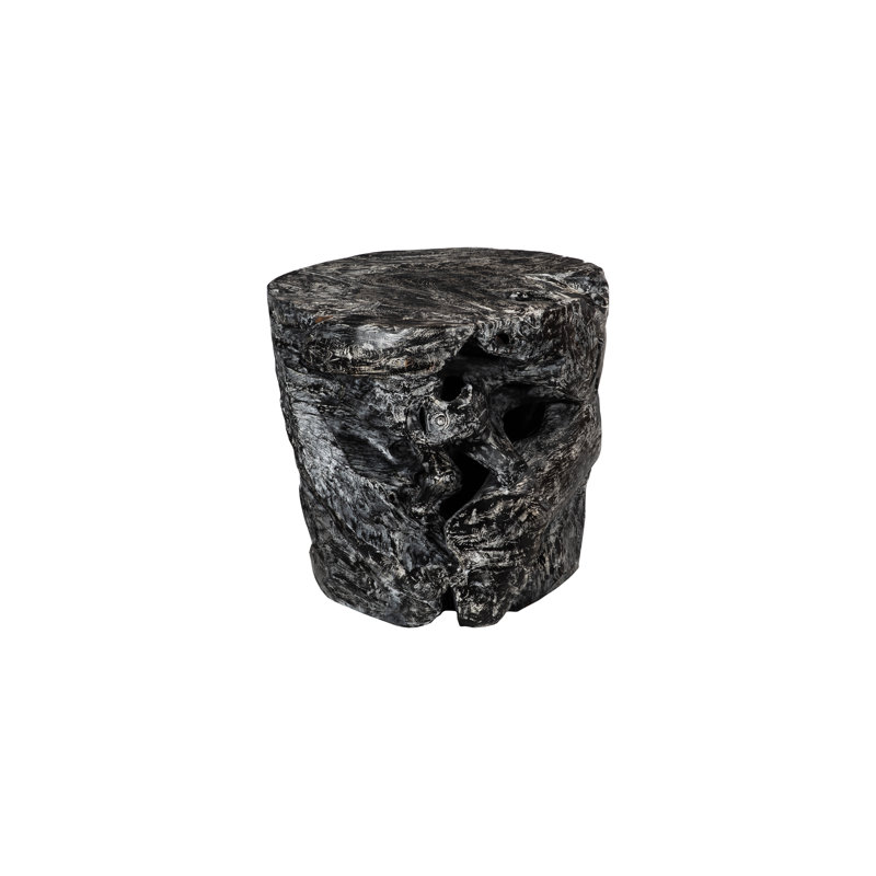 Black Wash Solid Wood Tree Stump End Table