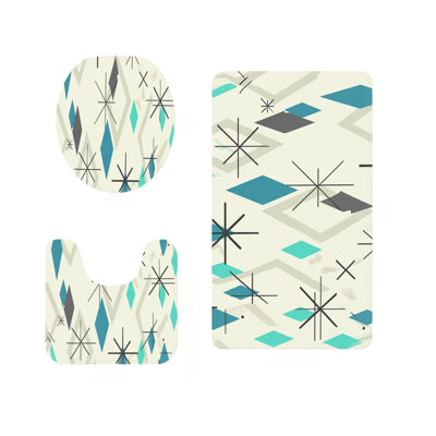 Pastel Striped Bathroom Rug Collection 3 Pack