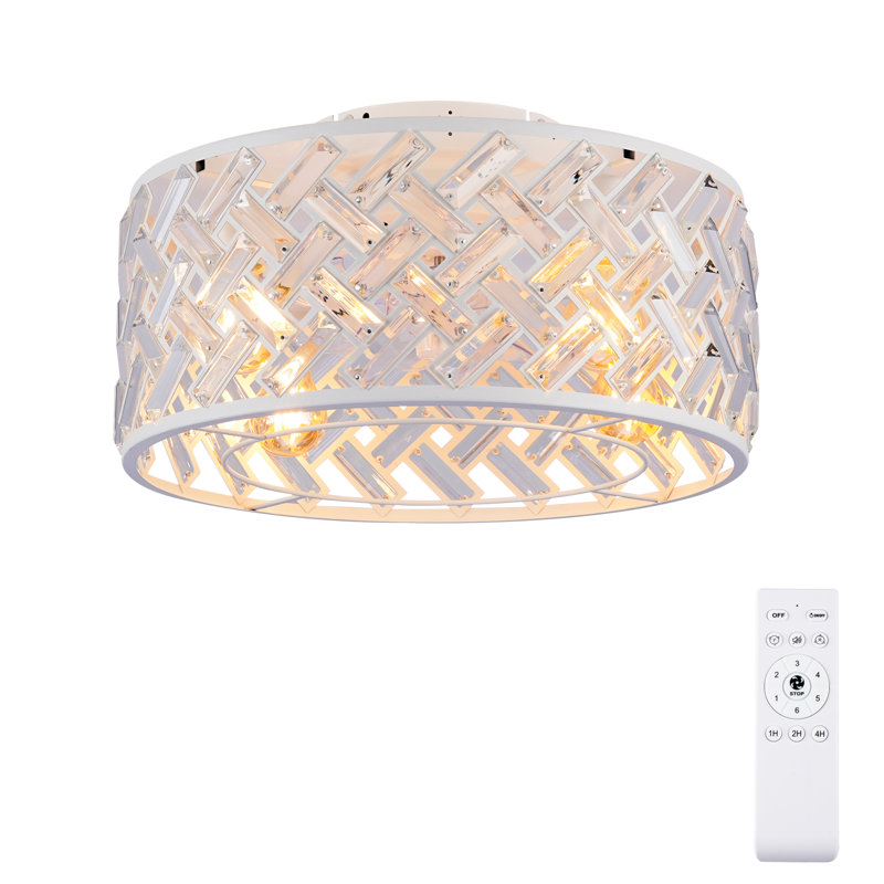 Ventilateur de plafond en cristal avec télécommande, Noir