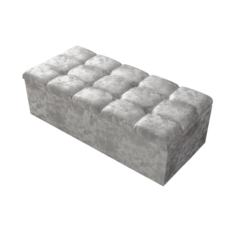 Alaxander 102cm Wide Rectangle Geometric Standard Ottoman with Storage, Silver