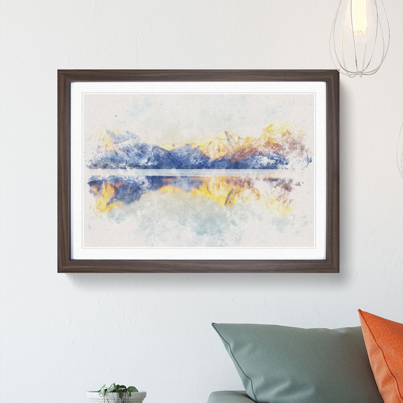 Sunlight over Lake McDonald - Picture Frame Graphic Art Print, 45cm H x 63cm W x 2cm D, Walnut Framed