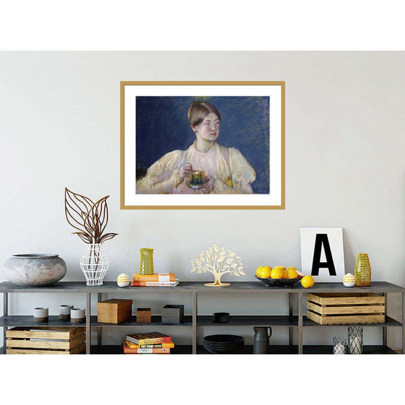 «La Tasse de thé» par Mary Cassatt, impression giclée encadrée, H 32,33 po x l 41,5 po