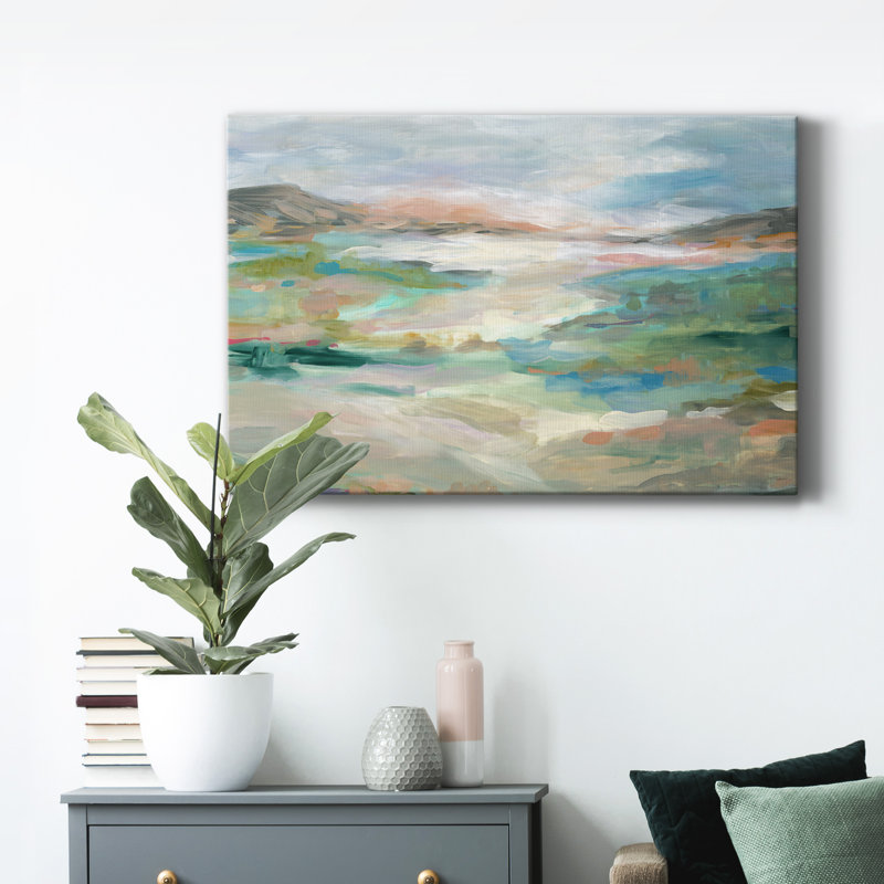 Vallée luxuriante - peinture sur toile tendue, H 48 po x l 32 po x P 1 po