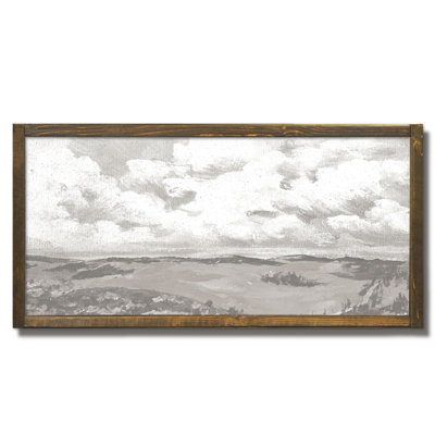 Grey Toned Landscape Framed On Wood Print