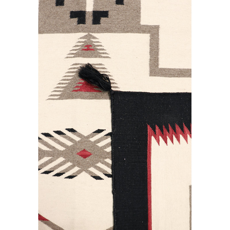 Rectangle Tuscany Southwestern Handmade Flatweave Wool Area Rug in Red/White/Brown, Rectangle 5'2" x 7"