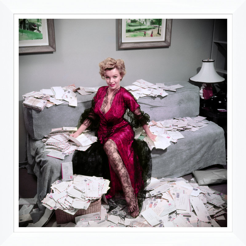 Fan Mail Print by Slim Aarons, White Single Picture Framed, 36" H x 36" W x 1.5" D