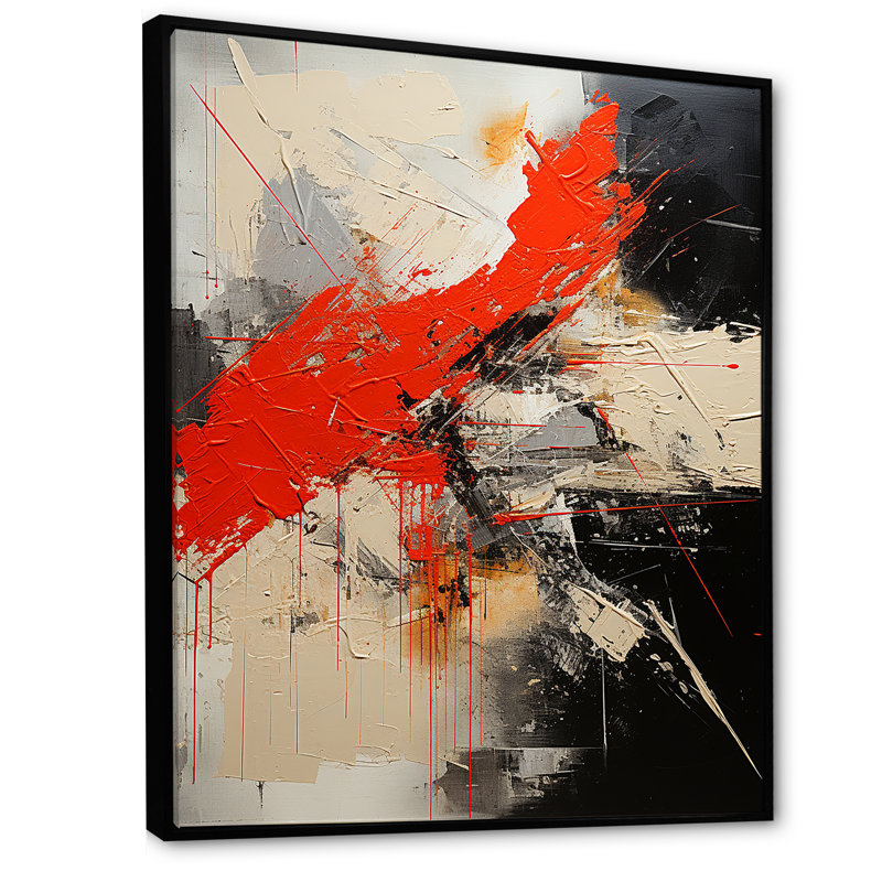Volcan Explosion volcanique sur toile, H 32 po x l 16 po x P 1 po, Cadre flottant noir