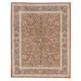 Hand Knotted Wool Oriental Area Rug in Wine And Navy