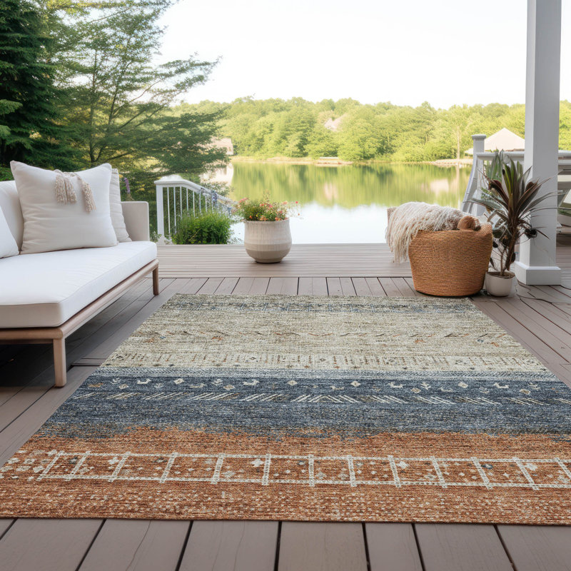Tapis d'intérieur / extérieur lavable brun Hilda , 8' x 10'
