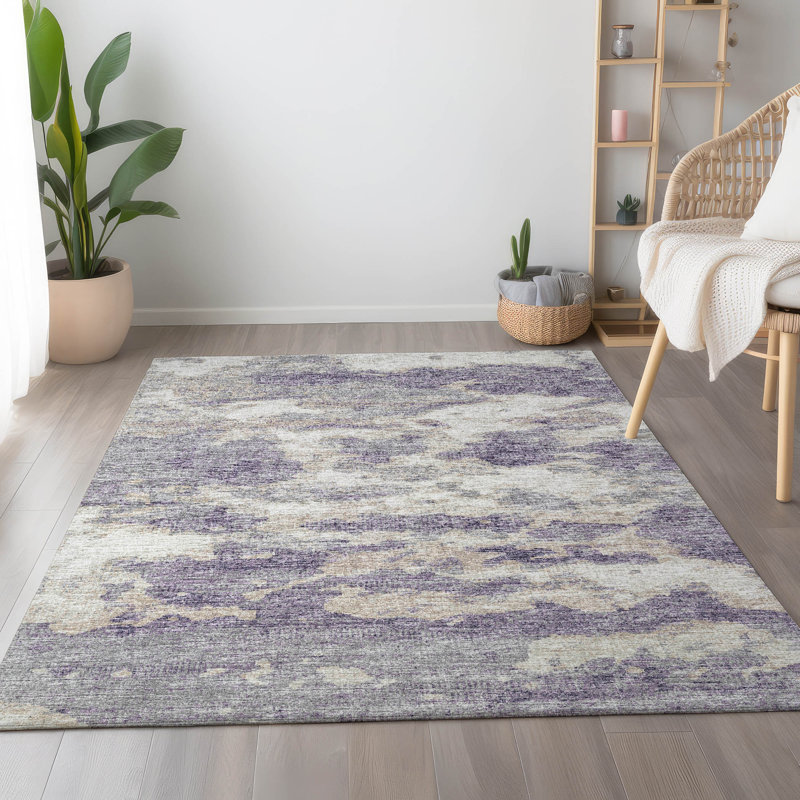 Tapis mauve Premium lavable à la machine Freixa AMF71, Rectangulaire 3 pi x 5 pi