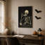 Squelette buvant une tasse de café, reproduction d'art rétro sur toile d'Halloween-1107244089