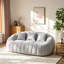 Causeuse capitonnée incurvée et sans dossier de 74,8 po de largeur, canapé moelleux en fausse fourrure avec fond antidérapant et coussin décoratif, aucun assemblage requis-377367264