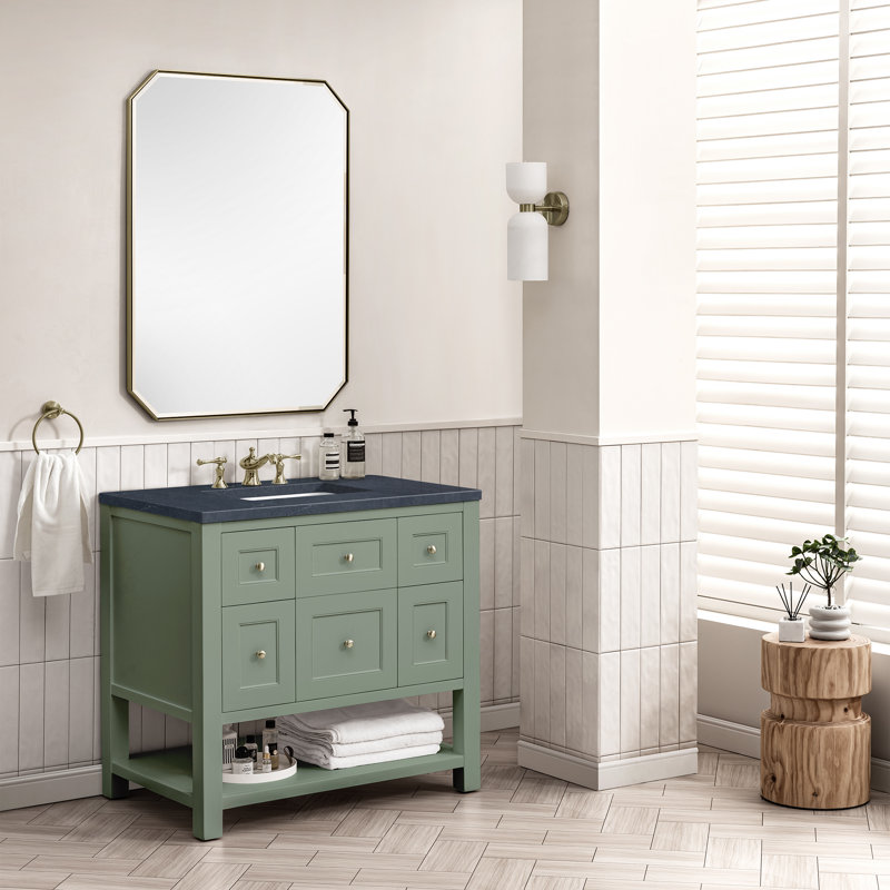Breckenridge 36'' W Single Vanity, Charcoal Soapstone, Smokey Celadon, 8" Widespread