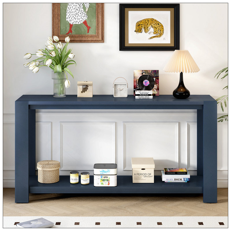 Distinctive Features Of A Minimalist Console Table With Bottom Shelf And Four Legs, Suitable For Entryway, Hallway, Living Room, Foyer, Corridor