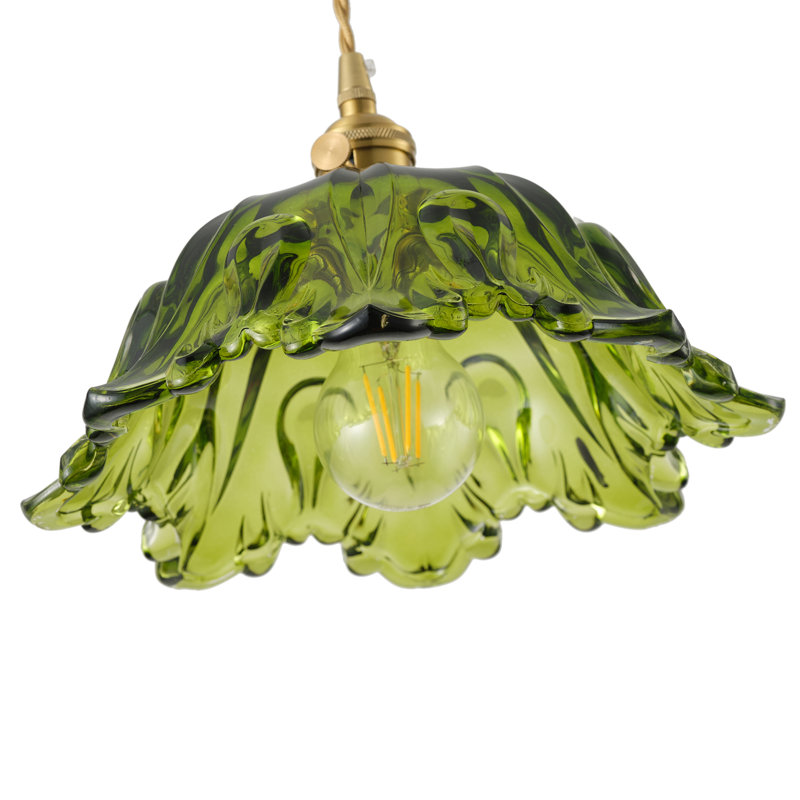 1-Adjustable glass flower shaped pendant light