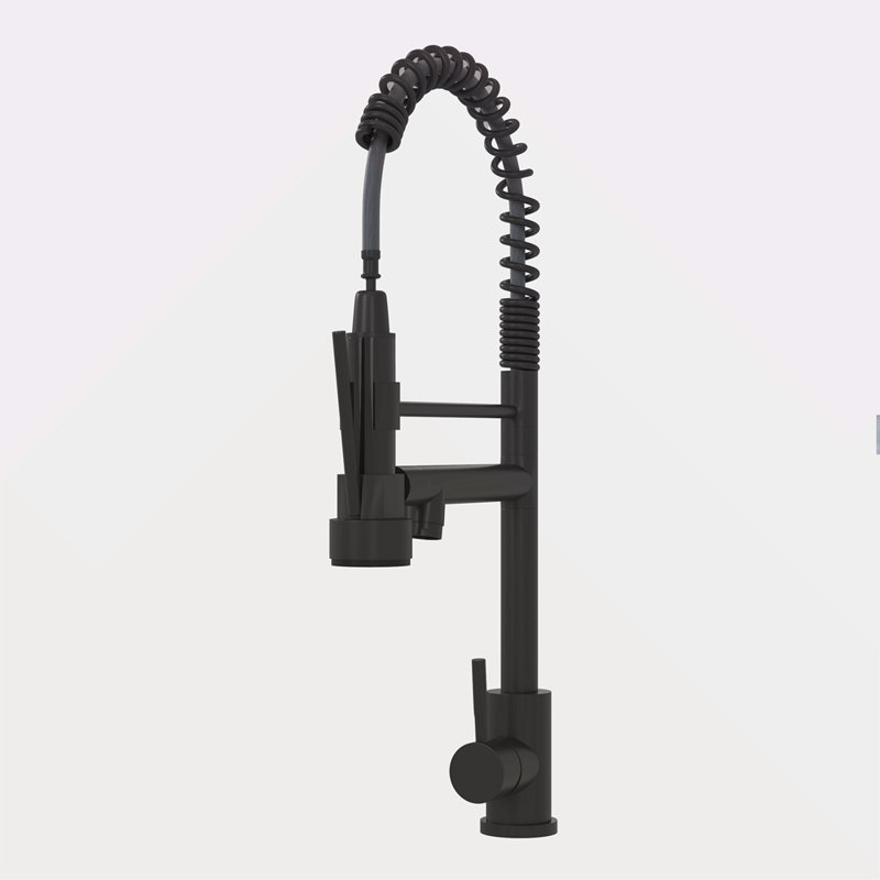 Home CUPC Certified 19" Single Handle Kitchen Faucet, Matt Black