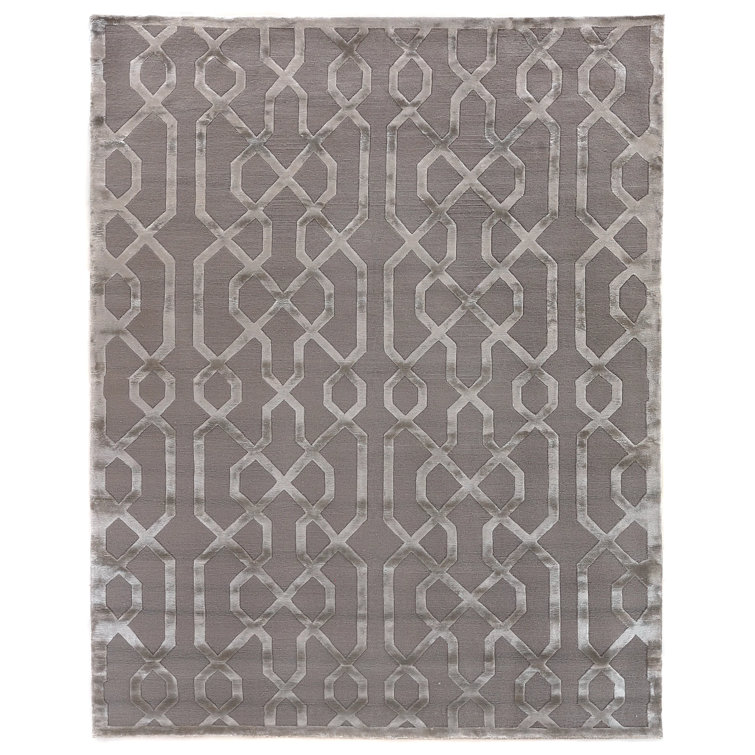 Metro-Velvet Geometric Area Rug in Taupe