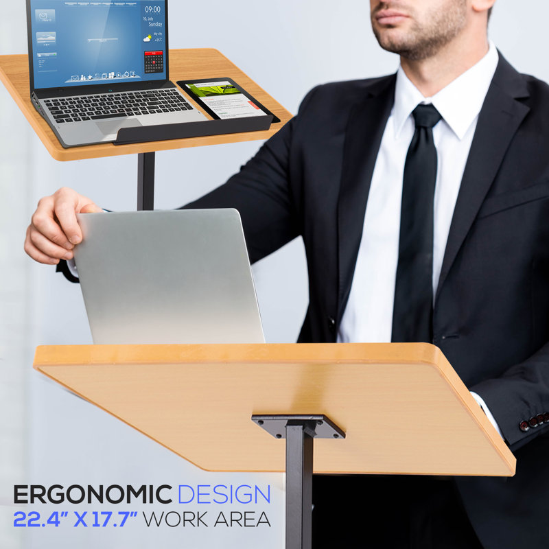 Adjustable Black and Wood Portable Lectern Stand