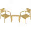 Ensemble 2 pièces de chaises à une place et de table basse en PP - Mobilier polyvalent d'intérieur / extérieur pour le salon, le balcon, la plage (sans chaises d'assemblage, table facile à installer) - Polypropylène, jaune brique-529659212