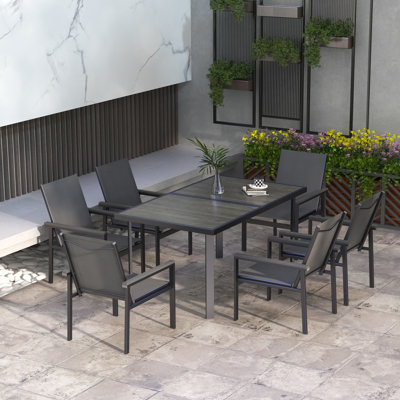 Naulakh 6 - Person Patio Dining Set with Rectangular Table