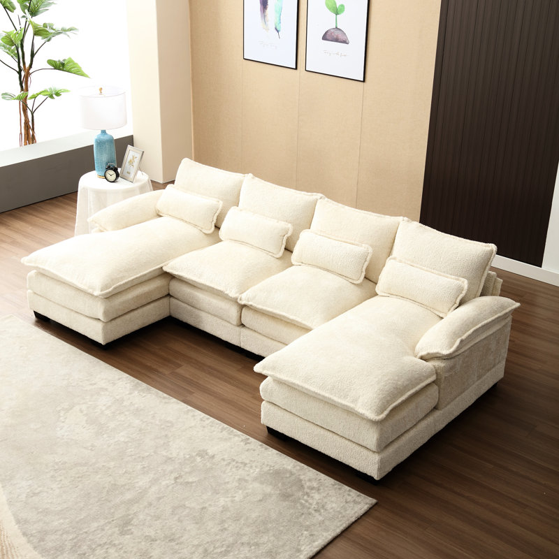 Canapé modulaire en U en chenille avec tissu en U élégant et pratique en tissu, meubles