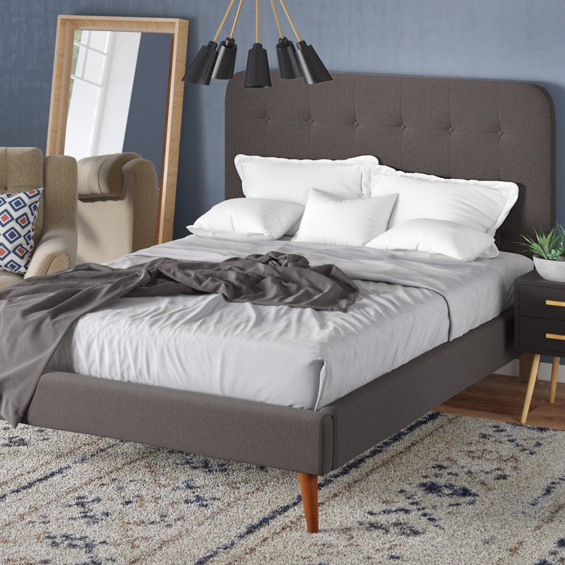 Upholstered Standard Bed, Gray