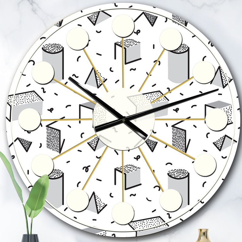 Horloge murale géométrique rétro Design IV - Mid-Century, Surdimensionné
