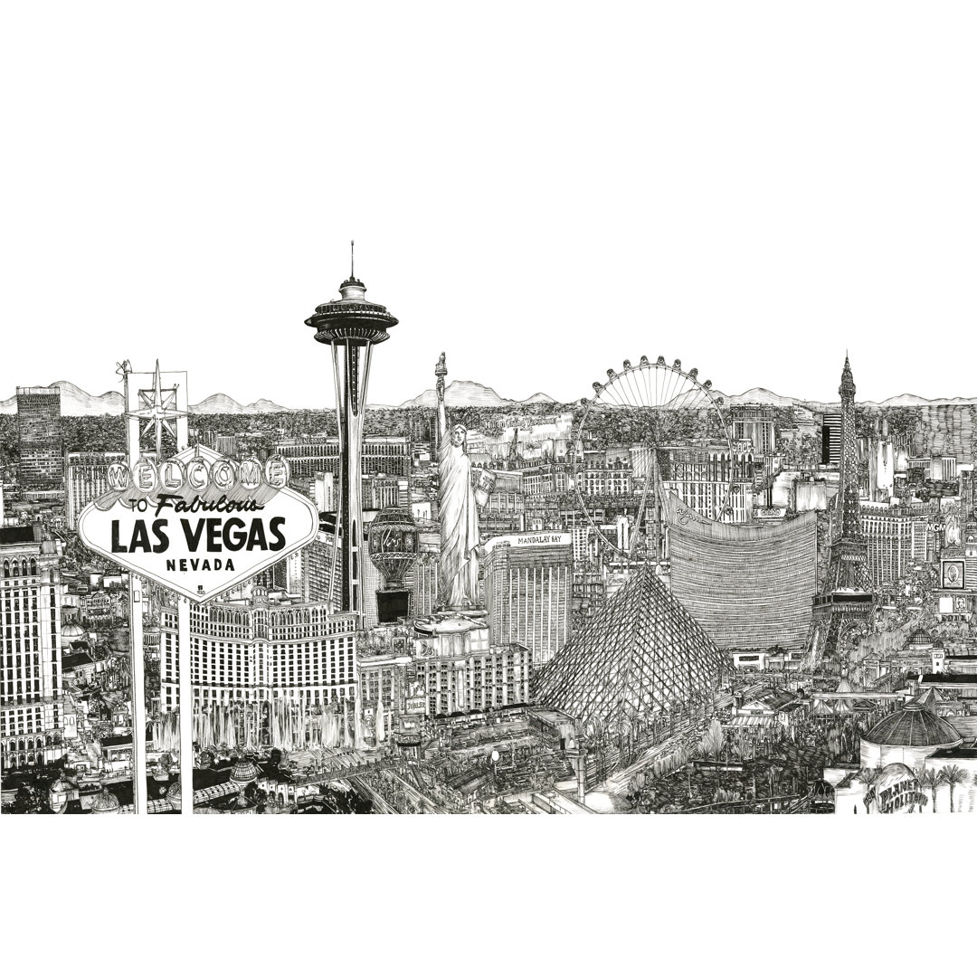 Leinwandbild Vegas Skyline in B&W