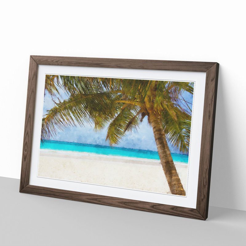 Palm Tree Beach Vol.3 - Framed Print, 36cm H x 48cm W x 2cm D, Walnut Framed