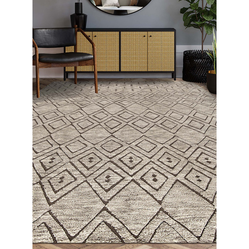 Tapis gris de haute qualité noué à la main