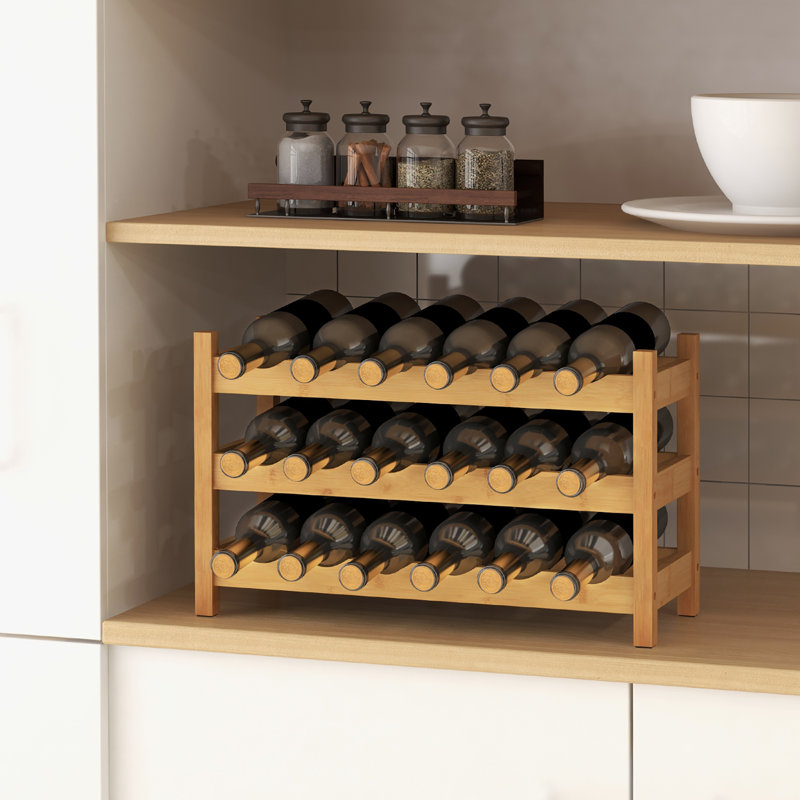 Support à vin à 3 niveaux pour 18 bouteilles, Brun
