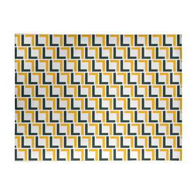 Tapis rond vert / jaune à motif géométrique