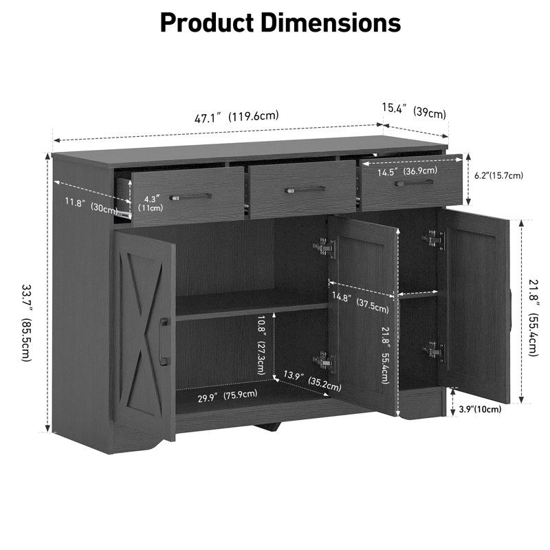 120 cm W Sideboard, Black