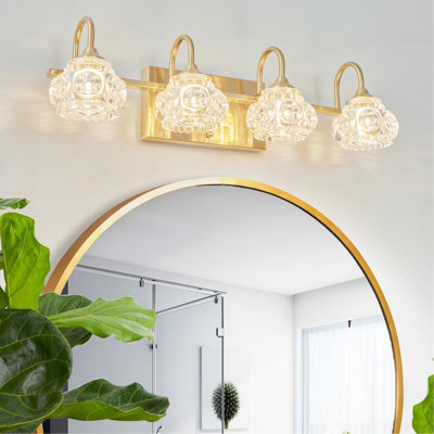 Luminaire de meuble-lavabo rétro - Finition avec abat-jour en cristal, éclairage mural pour salle de bain, salle d'eau et miroir de meuble-lavabo (ampoules non incluses)
