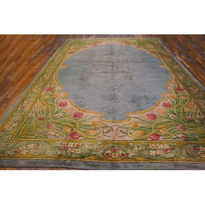 Tapis Aesthetic Tulips Border in a Aqua