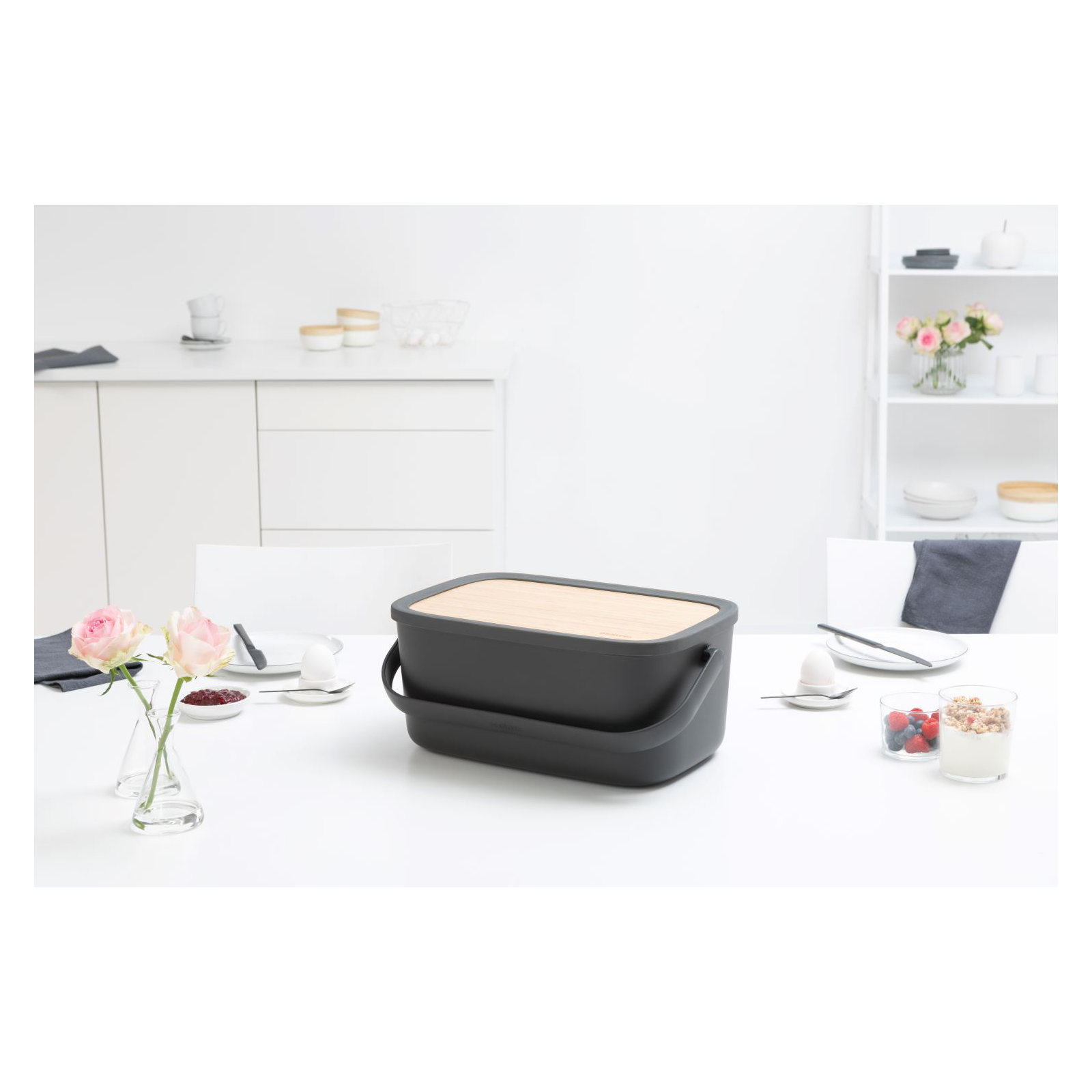 Brabantia Nic Bread Box, Dark Gray