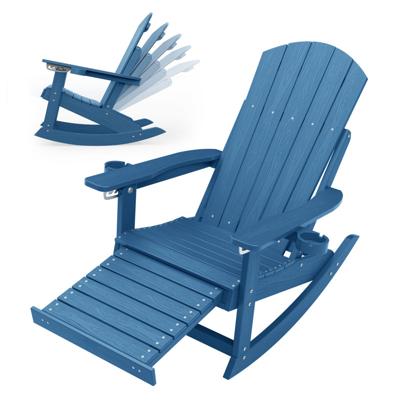 Chaise berçante d'extérieur avec repose-pieds caché Hips, Marine