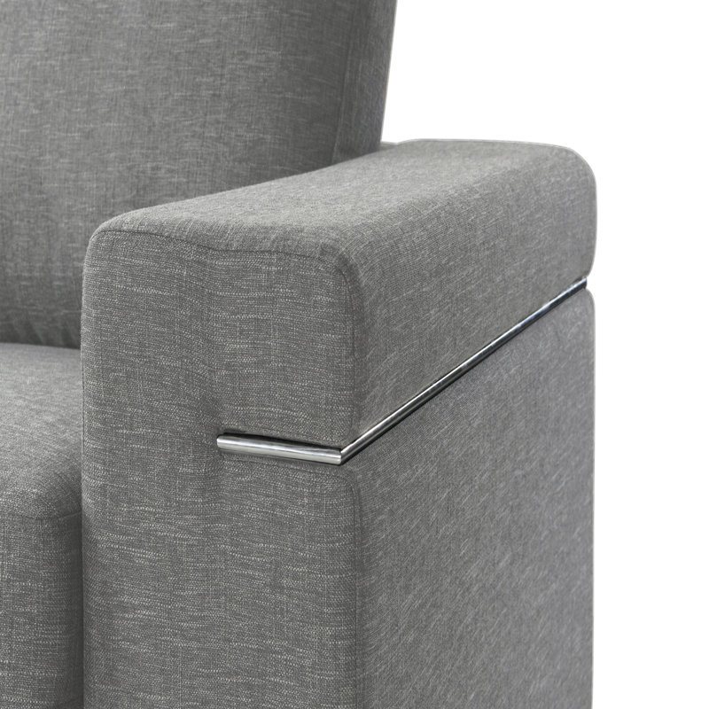 Fauteuil rembourré en tissu tissé gris clair, Gray Fabric