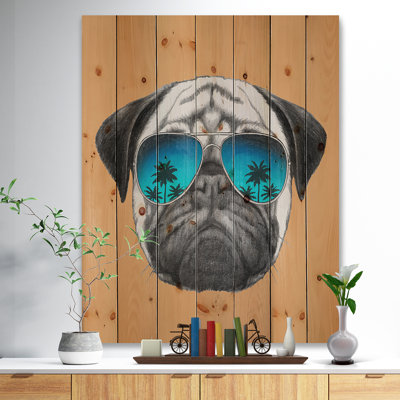 Alfaro Funny Dog with Blue Glasses - Graphic Art Print