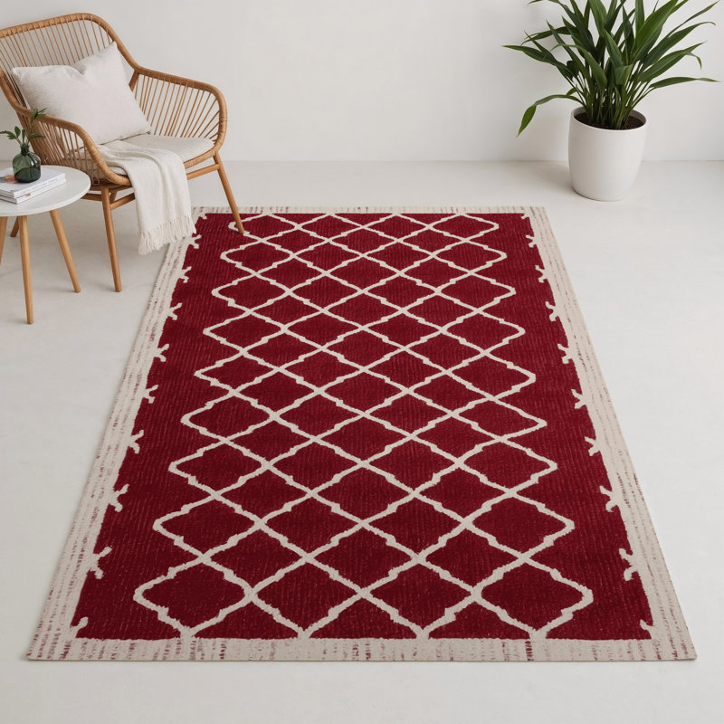 Tapis rouge intérieur et extérieur Trellis, Rectangulaire 3 pi x 5 pi