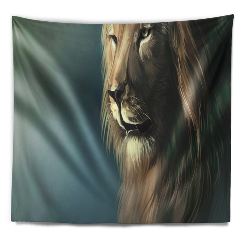 Lion avec une tapisserie serious look Animal, H 32 po x l 39 po