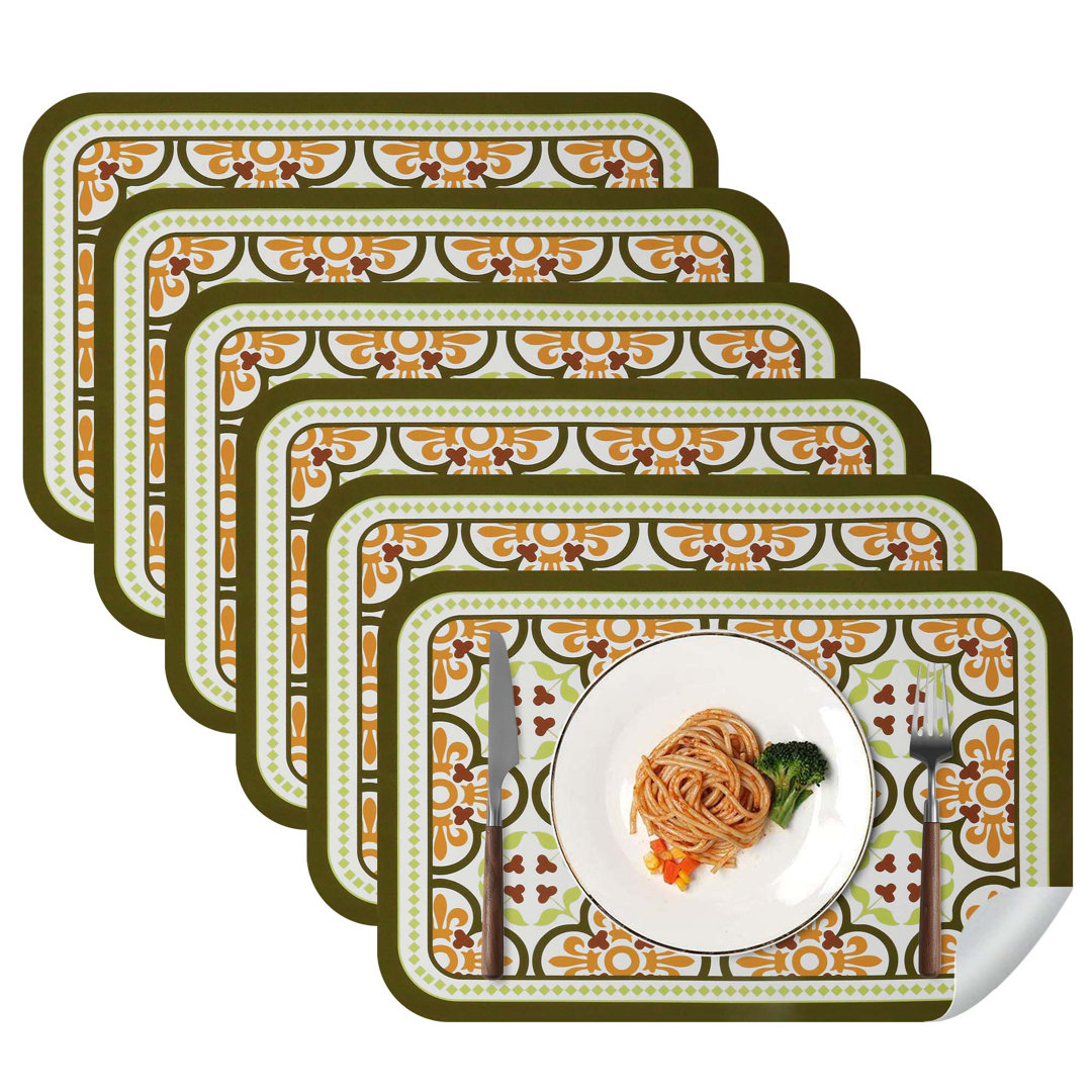 Deontai Leather Floral Placemat And Coaster Set (Set of 6) Alcott Hill®