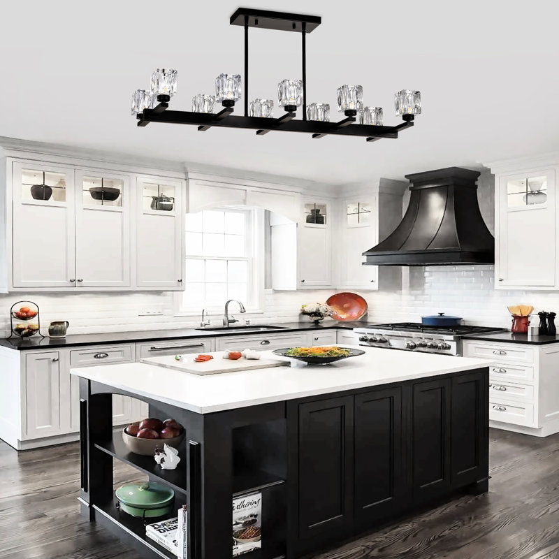 Moderne pour îlot de cuisine - 10 lumières suspendues en cristal noir à hauteur réglable à chaque plafond G9 10 * G9 * Max 40W