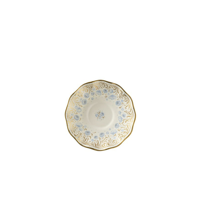 Royal Peony Handmade Bone China Saucer, Blue